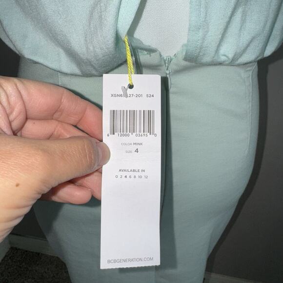 NWT BCBGeneration Women's Mesh Dress, Light Green Mink Size 4 Mini Sleeveless - Picture 5 of 10